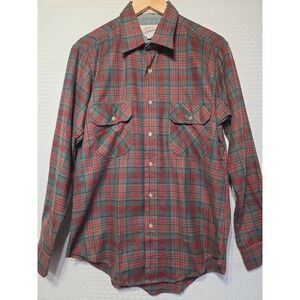 Autumn Attitudes Men's Plaid Button Up Shirt M 15-15½ Red Gray Flannel Look...
